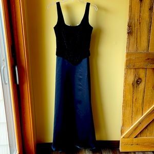 Structured velvet and satin princess style gown